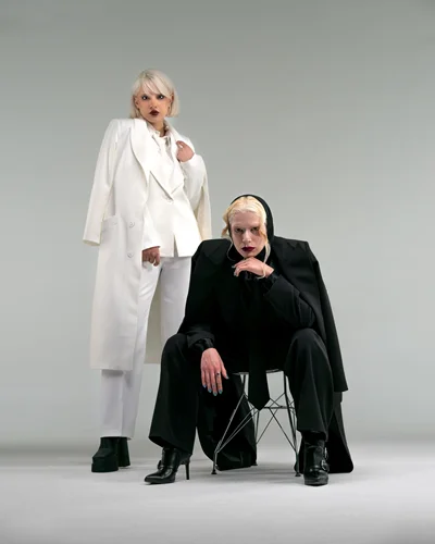 کت بلند classy مشکی / سفید